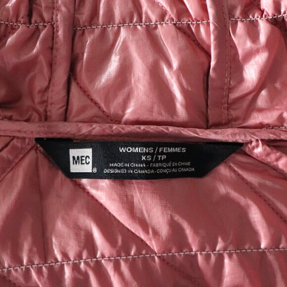 MEC Women's Sz XS Pink Uplink Quilted Packable Hooded Full Zip Activewear Jacket - Picture 14 of 16